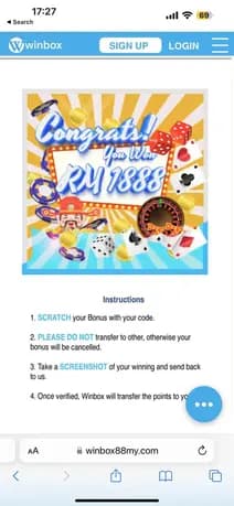 Scratch and Win past winner sharing